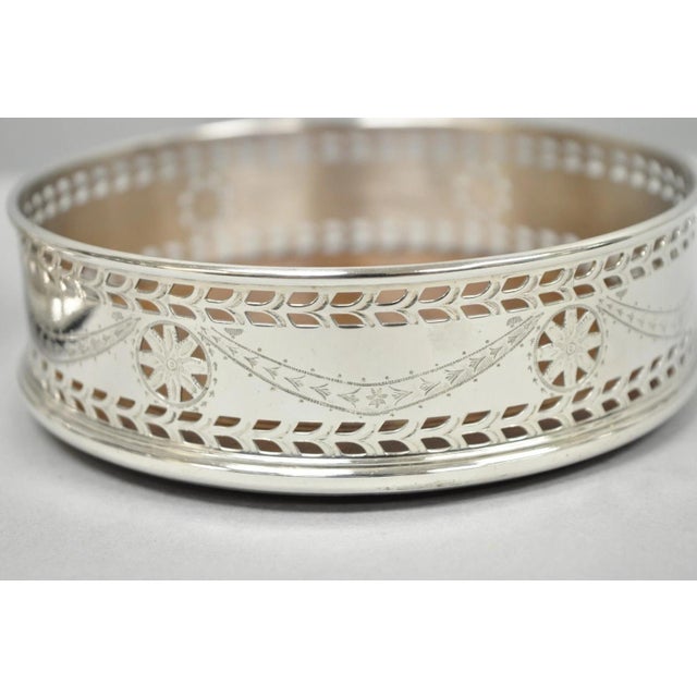 Vintage Stieff Smithsonian Silver Plated Presidential Wine Bottle Coaster - a Pair For Sale - Image 4 of 11