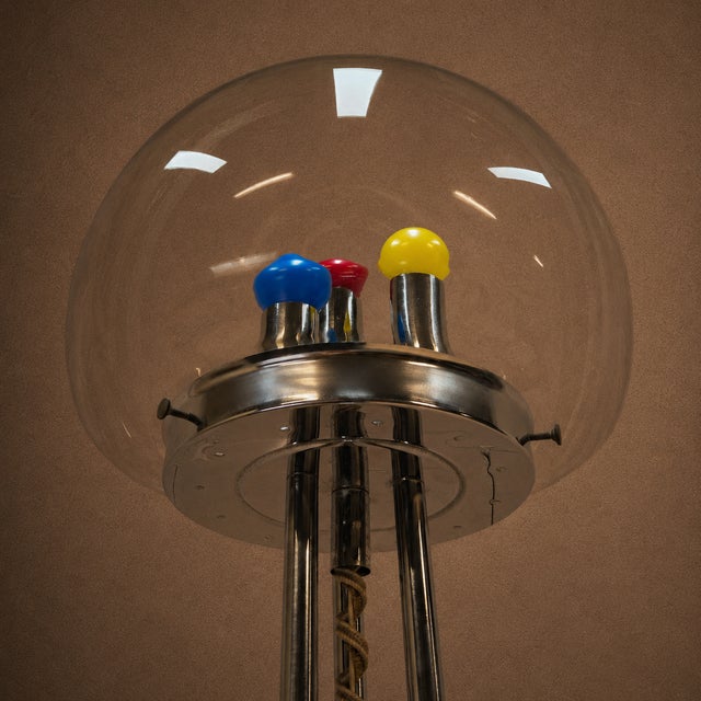 Vintage Italian Space Age Floor Lamp in Chrome and Glass, 1970s For Sale - Image 10 of 17