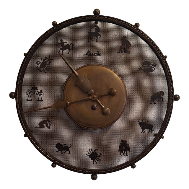 Mid-Century German Zodiac Sign Wall Clock by Mauthe, 1950s For Sale