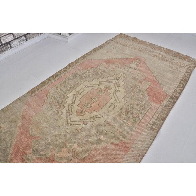 1960s Pastel Peach Hallway Rug For Sale - Image 10 of 10