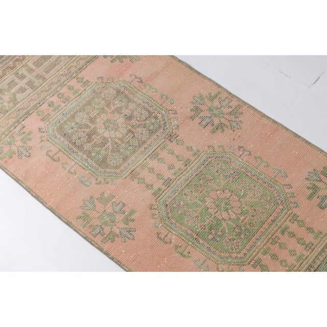 1960s Light Pink Low Pile Oushak Runner For Sale - Image 9 of 10