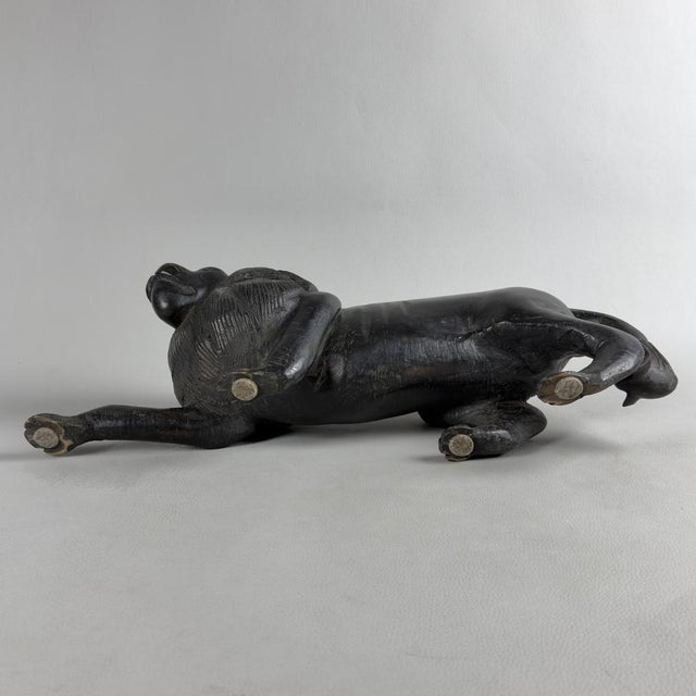 Vintage Modernist Ebonized Wood Lion, 1960s For Sale - Image 11 of 15
