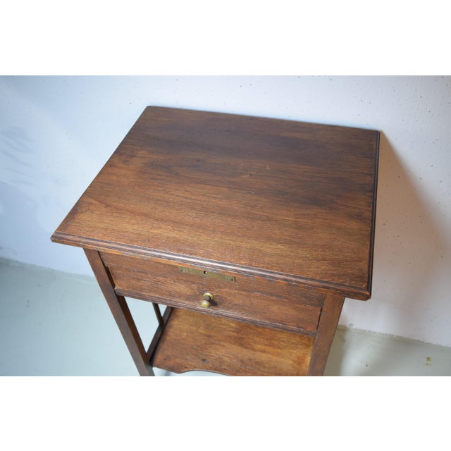 Wood Antique Art Nouveau Side Table in Oak, 1910 For Sale - Image 7 of 12