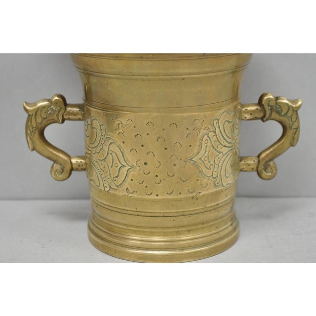 Metal Vintage Primitive Solid Brass Mortar & Pestle Apothecary Medicine Herb Grinder For Sale - Image 7 of 13