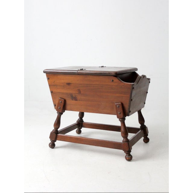 Brown Mid-Century Colonial Revival Magazine Rack End Table For Sale - Image 8 of 18