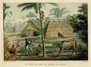 French Travellers Visiting Village in Kupang, 1825, Print