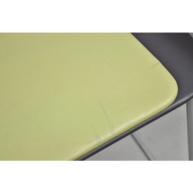 Turnstone by Steelcase Metal Scoop Barstool Stool W/ Green Cushion - Set of 3 For Sale - Image 9 of 15