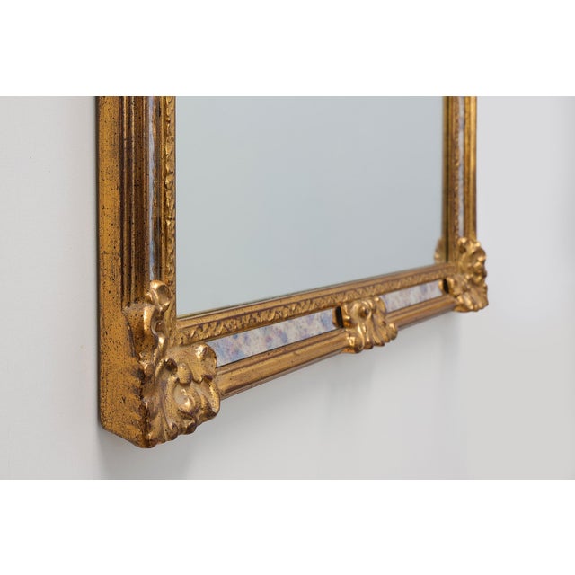 1950s 20th Century Mirror with Acanthus Crest and Marbled Border from Deknudt, Belgium, 1950s For Sale - Image 5 of 12