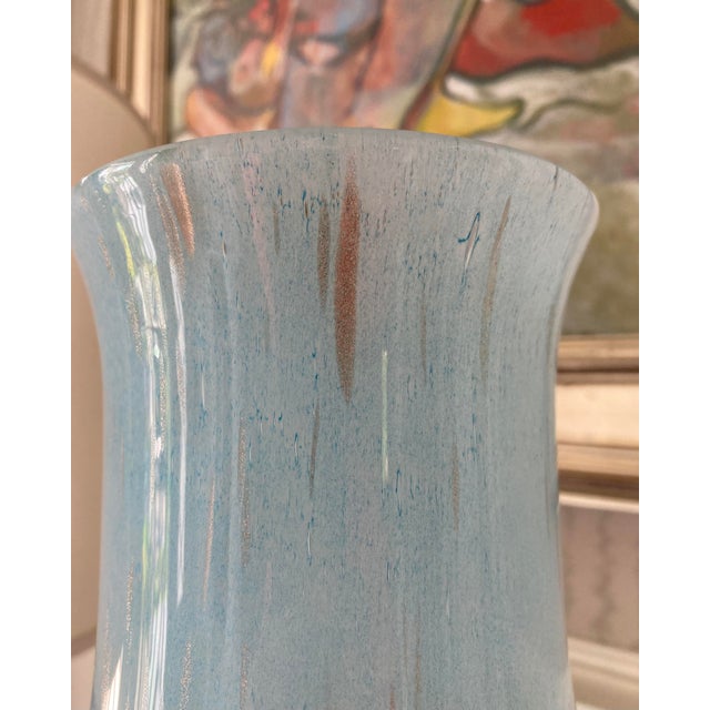 1970s Italian Murano-Style Handblown Blue Art Glass Vase With Gold and Silver Flecks, 21" For Sale - Image 15 of 18