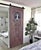 Contemporary Hand-Carved Solid Wood Barn Door With Tree of Life & Mythological Griffin Motifs – Artisan Entry Door For Sale - Image 3 of 8