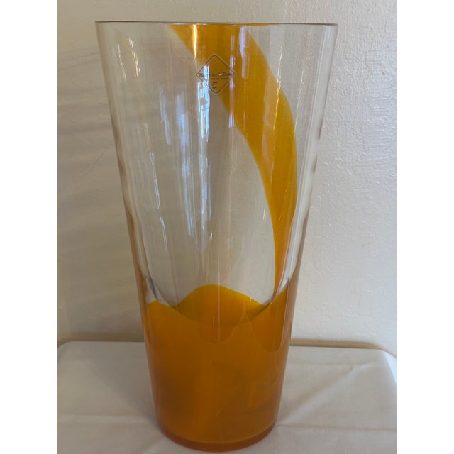 Barovier & Toso Orange Murano Glass Vase For Sale - Image 9 of 11