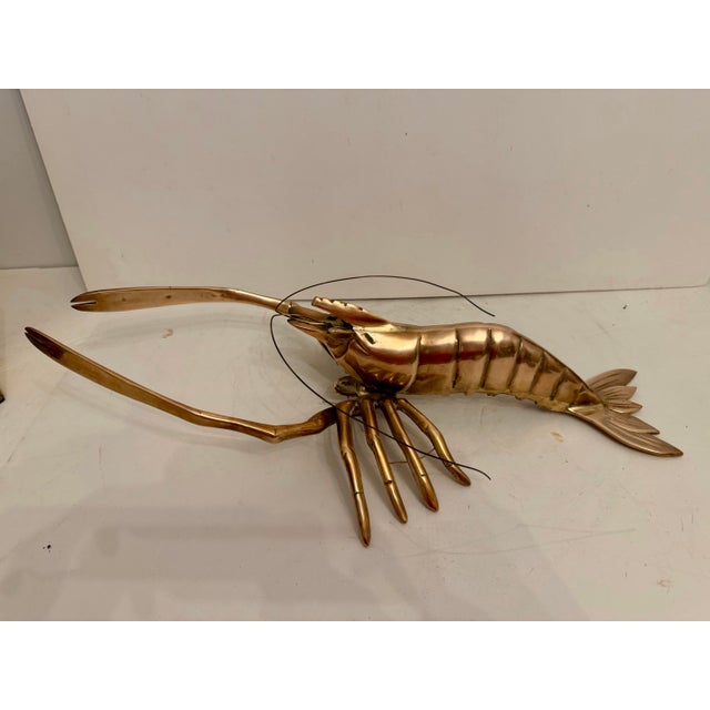 Giant Brass Crawfish or Lobster Sculpture, Hollywood Regency Style For Sale - Image 4 of 12
