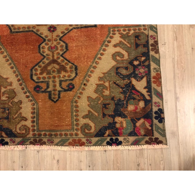 Vintage Oushak Handmade Turkish Rug- 3′11″ × 6′9″ For Sale - Image 10 of 11