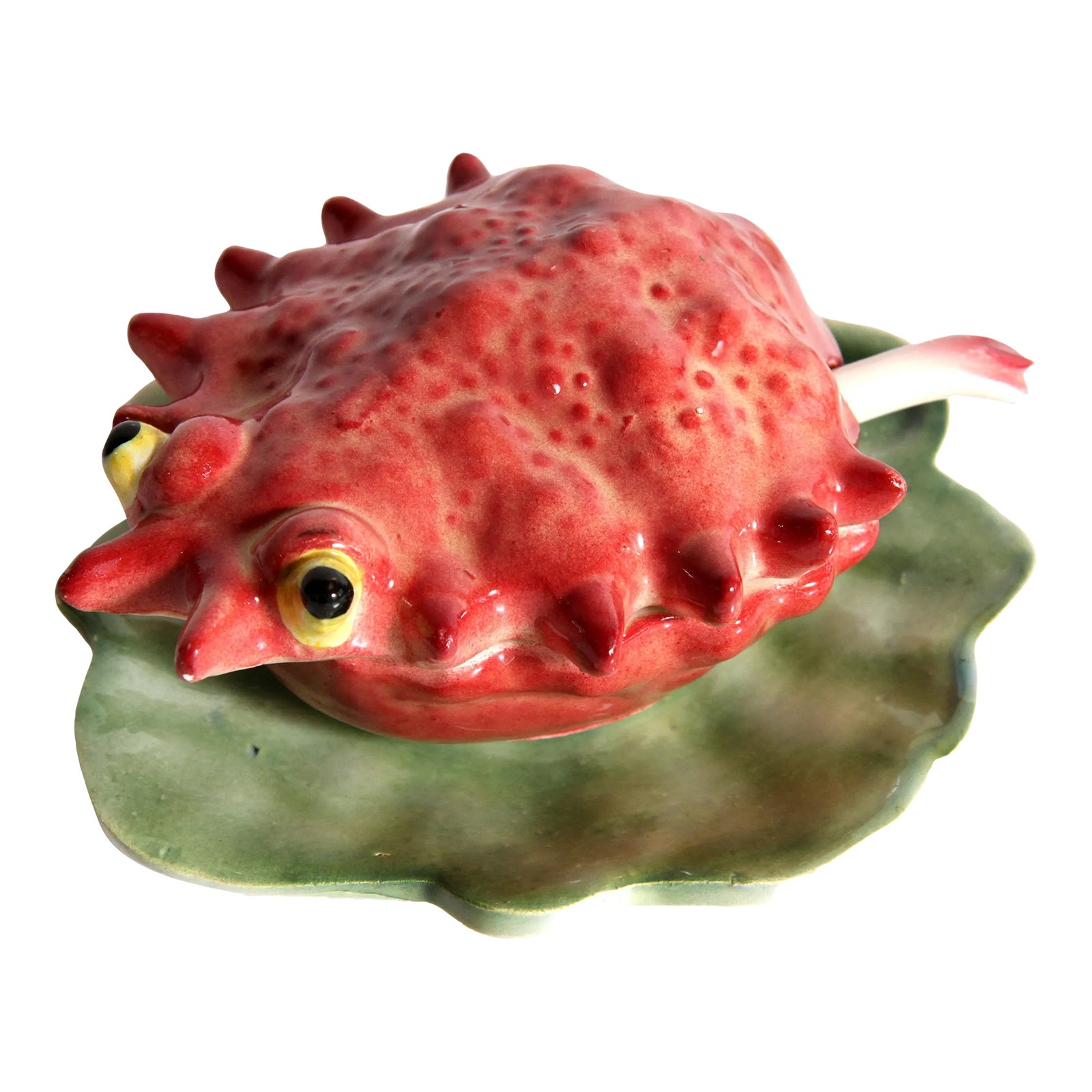 Vintage Italian Majolica Cuttlefish Lidded Condiment Dish / Jar