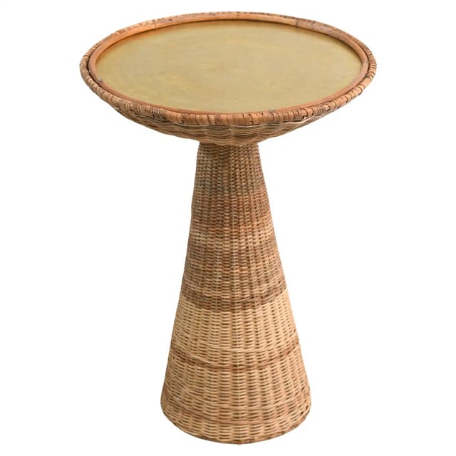 Not Yet Made - Made To Order Handcrafted Rattan Side Table by Bill Parry, Brass Top, Mid-Century For Sale - Image 5 of 5