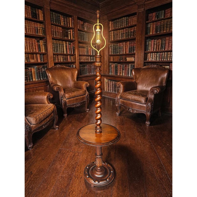 Gorgeous 1920s barely twist floor lamp. Solid brass harp, (I think this type of harp is exceptional)! The lamp has been...