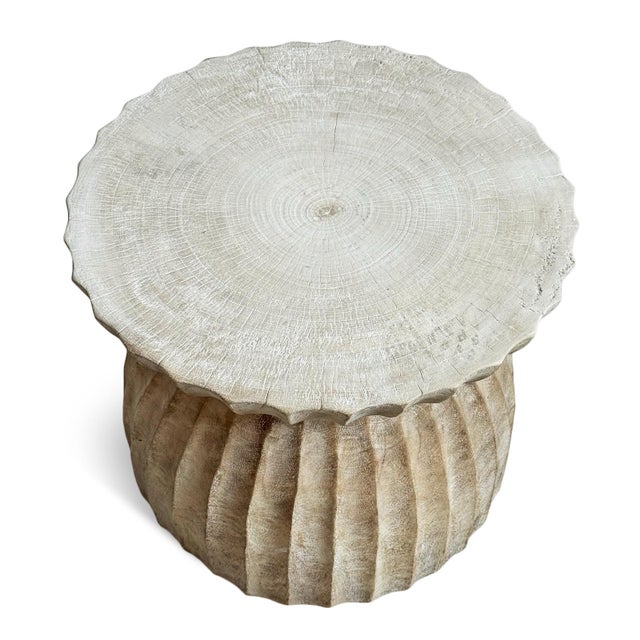 2020s White Wash Scallop Hourglass Side Table For Sale - Image 5 of 5
