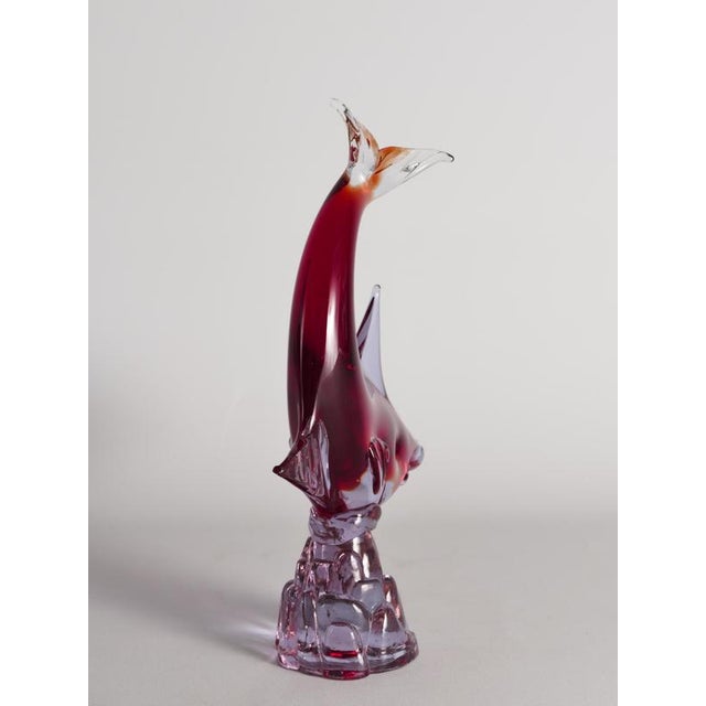 Hand-Blown Purple and Red Murano Glass Fish Sculpture, Italy, 1970s For Sale - Image 6 of 16