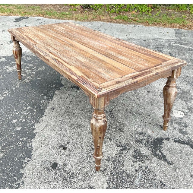 Wood Vintage Boho Patinated Farm Table For Sale - Image 7 of 12