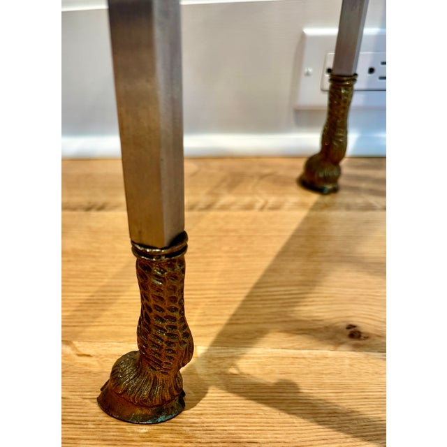 Mid Century Steel & Brass French Etagere, Maison Jansen Style For Sale - Image 11 of 13