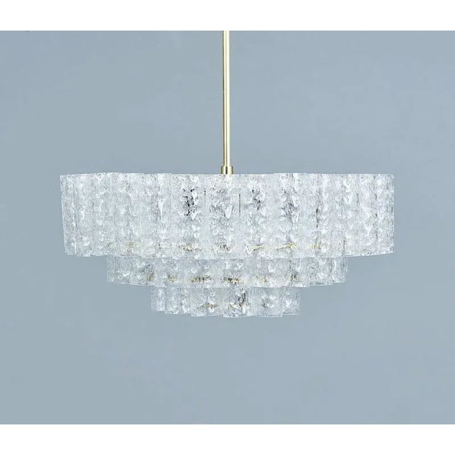 Glass and Brass Chandelier from Doria Leuchten, 1960s For Sale - Image 4 of 10