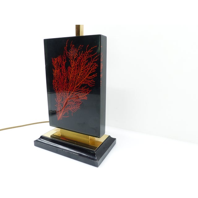 Caribbean Lamp with Red Gorgonian Inclusion from Maison Le Dauphin, France, 1970s For Sale - Image 3 of 9