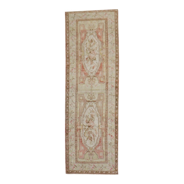 Early 21st Century Muted Turkish Ghiordes Floral Wide Runner - 3'11" x 12'10" For Sale