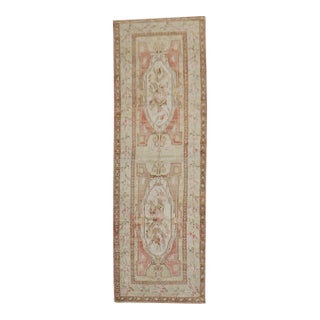 Muted Turkish Ghiordes Floral Wide Runner For Sale