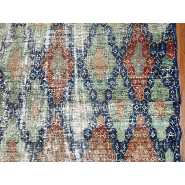 Blue Shabby Chic Vintage Anatolian Deco Carpet For Sale - Image 4 of 6