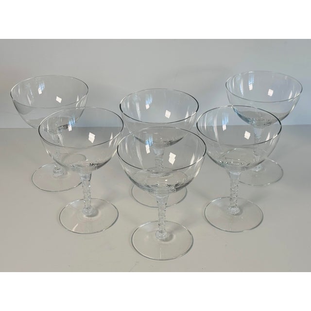 Elevate your barware collection with this elegant set of six vintage coupe glasses by Seneca. Featuring beautifully...
