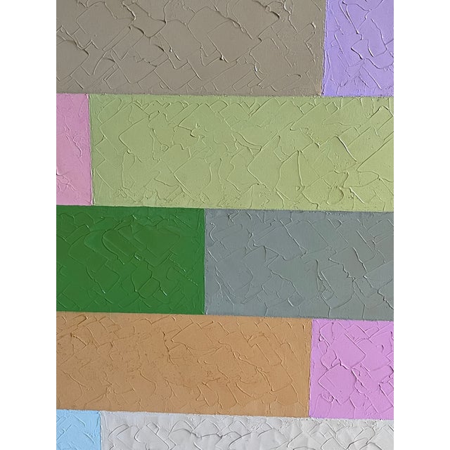 Blue Running I/3, Abstract Geometric Color Grid, Oil Painting on Canvas For Sale - Image 8 of 12