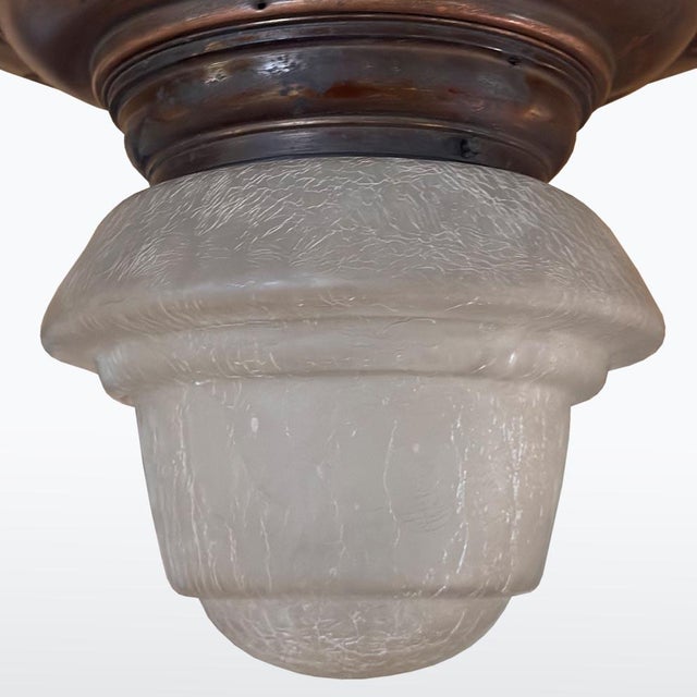 Art Nouveau Copper and Glass Ceiling Light, 1920s For Sale - Image 3 of 6