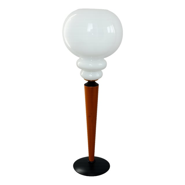 Modern Table Lamp in Metal, Wood, and Glass, 1970s For Sale