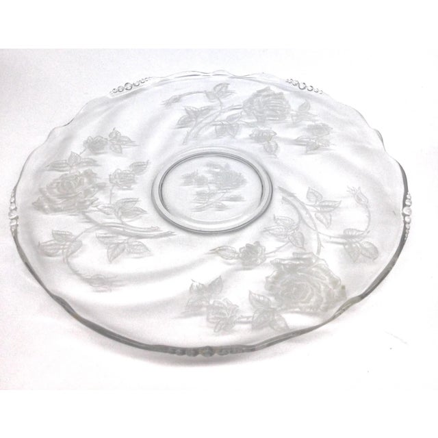 Vintage Victorian Style Crystal Etched Cake Platter For Sale - Image 12 of 12