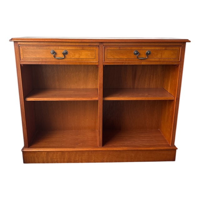 Vintage English Yew Wood Low Bookcase or Sideboard For Sale
