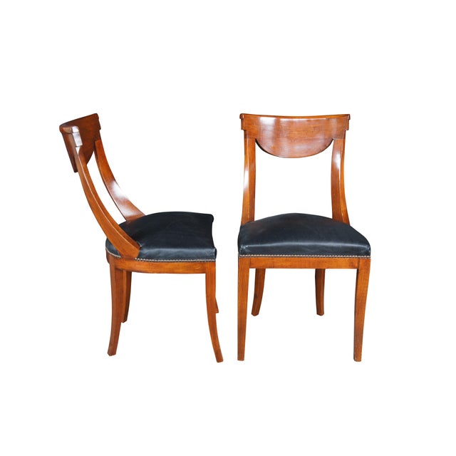Biedermeier Late 20th Century Italian Fiorini Biedermeier Style Solid Cherry Klismos Side Dining Chairs- Set of 5 For Sale - Image 3 of 11