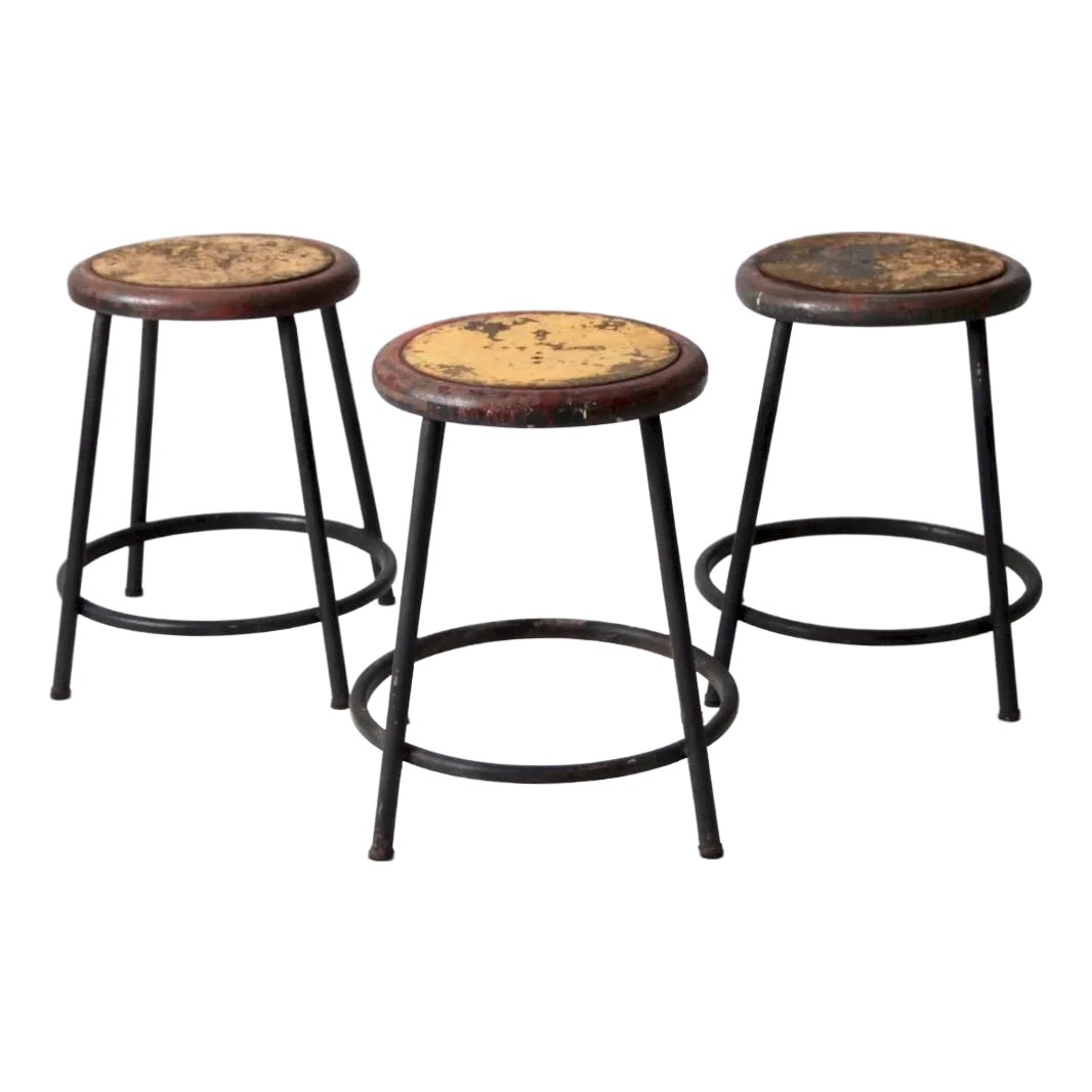 Vintage Industrial Metal Stools Set of 3 | Chairish, image size:1066x1066