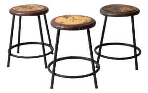 Vintage Industrial Metal Stools Set of 3