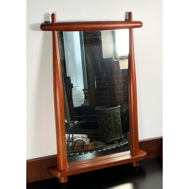 1950s Vintage Mid Century Modern Sculptural Wood Wall Mirror For Sale - Image 5 of 10