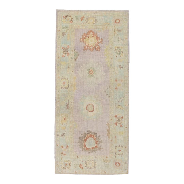 Modern Turkish Oushak Rug 3'1" x 6'9" For Sale