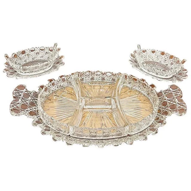 19th Century Crystal Cut Set with Castellated Rims, Set of 3 For Sale - Image 13 of 13