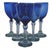 Late 20th Century Mexican Hand-Blown Cobalt Blue Wine Goblets With Aqua Stems 8" - Set of Six For Sale - Image 4 of 15