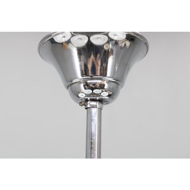 White Art Deco Six-Light Chandelier in Brass and Opaline Glass, 1940s For Sale - Image 8 of 11