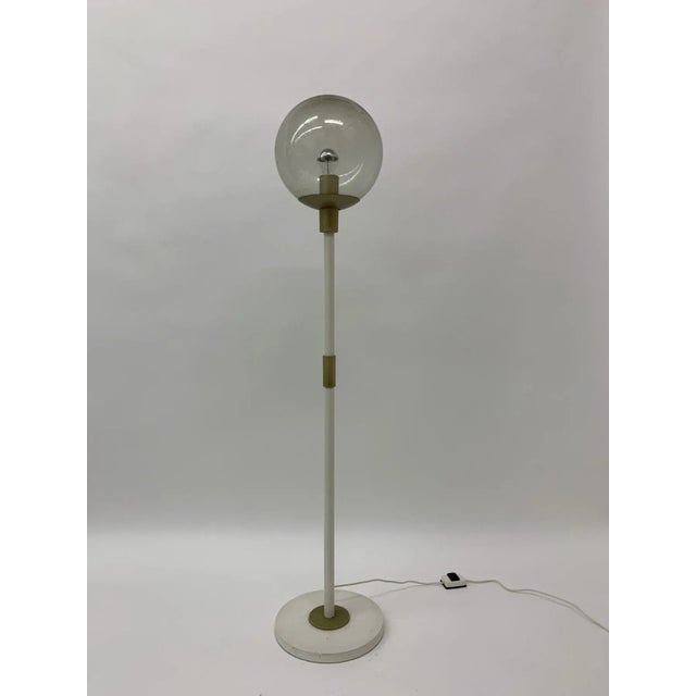 Vintage White Gold Floor Lamp Glass Globe, 1970s For Sale - Image 11 of 11