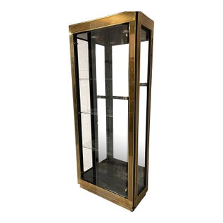 Modern Brass Curio Display Cabinet by Mastercraft For Sale