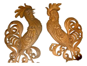 Mid 20th Century Cast Metal Roosters Vintage Indoor Outdoor Sculpture - Set of 2