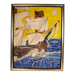 Contemporary Mixed Media Art of an American Clipper Ship