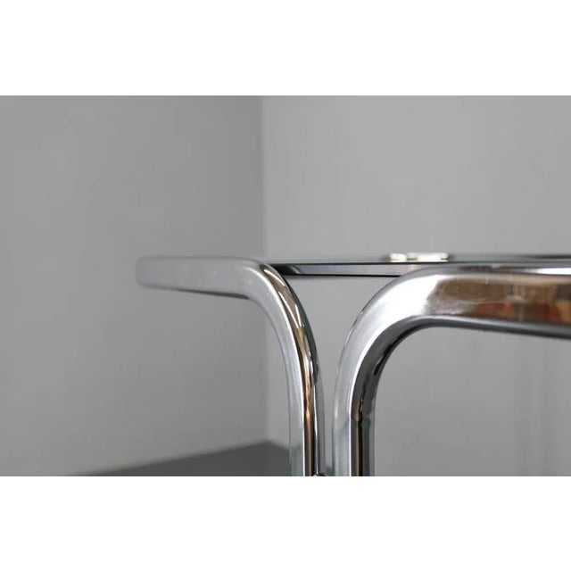 Italian Chrome-Plated Serving Table with Smoked Glass, 1970s For Sale - Image 11 of 18