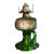 Antique Emerald Green Glass Kerosene Finger Lamp 4-Panel Portrait Pilgrim For Sale