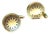 Gold Cufflinks in Button Shape with Blue Accents, Set of 2 For Sale